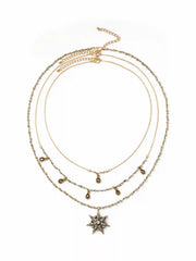 STAR&RHINESTONE LAYERED NECKLACE