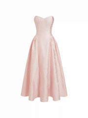 Floral Jacquard Sweetheart Neck Lace up Flared Maxi Dress