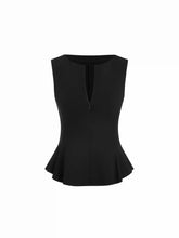 High Stretch Ruched Peplum Hem Tank Top