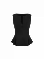 High Stretch Ruched Peplum Hem Tank Top
