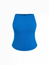 High Stretch Cotton-blend Boat Neck Ribbed Crop Tank Top Curve & Plus
