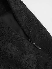 Jacquard Mid Rise Floral Lace Trim Mermaid Midi Skirt Curve & Plus