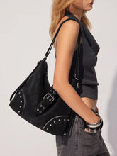 STUDDED BUCKLE TOTE BAG