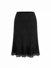 Jacquard Mid Rise Floral Lace Trim Mermaid Midi Skirt Curve & Plus