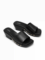 STUDDED PLATFORM MULE SANDALS