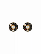 FAUX PEARL&RHINESTONE STUD EARRINGS