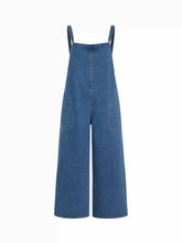 Denim Bowknot Mid Rise Wide Leg Overalls Curve & Plus