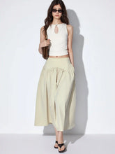 Low Rise Ruched Flared Maxi Skirt