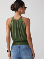 Knit High Stretch Ruched Draped Vest