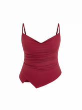 Cowl Neck Ruched Asymmetrical Hem Cami Top Curve & Plus