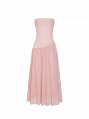 Bandeau Poncho Top Flowy Lace Up Maxi Dress
