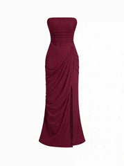 Mesh Bandeau Lace up Bodycon Maxi Dress