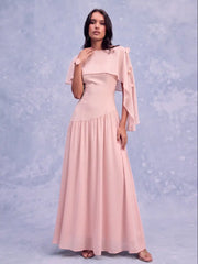 Bandeau Poncho Top Flowy Lace Up Maxi Dress