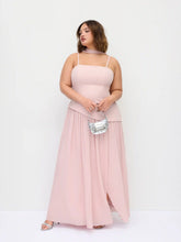 Chiffon Sculptural Halter Neckline Lace Up Maxi Bobycon Dress With Scarf Curve & Plus
