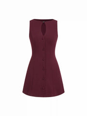 Boat Neck Cut Out A-line Mini Dress