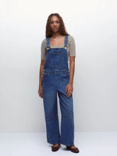 Denim Solid Buckle Pocket Barrel-leg Jumpsuit