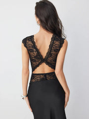 Lace V-Neck Sleeveless Bodysuit Top