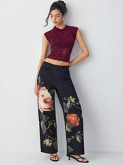 Knit Floral Pointelle Hollow Out Vest