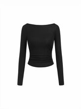 Wool-blend Boat Neck Ruched Backless Tee