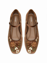 FLORAL EMBROIDERED MARY JANE FLATS