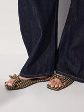 GINGHAM & BOWKNOT SQUARE TOE SANDALS
