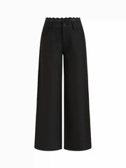 Lace Trimmed Low Rise Wide Leg Trousers