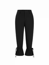 Low Rise Drawstring Split Flared Capri Trousers