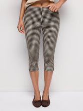 Low Rise Gingham Split Hem Leggings Capris
