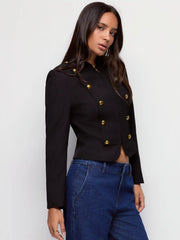 Napoleon Stand Collar Metal Detail Zip Through Military Style Jacket