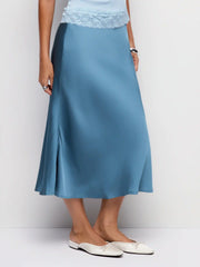 Satin Low Rise Mermaid Maxi Skirt With Belt