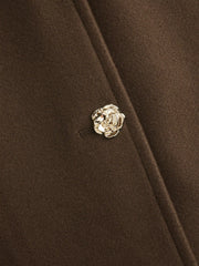 Wool-look Collar Metal Detail Batwing Sleeve Oversized Coat