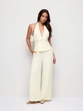 V-neck Backless Metal Detail Straight Leg Jumpsuit