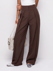 High Rise Pleated Pocket Barrel-leg Long Trousers