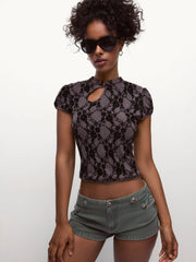 In Memories Lace Cutout Top