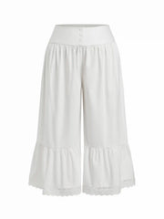 Woven Mid Rise None Wide Leg Trousers Trousers Curve & Plus