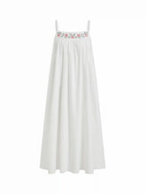 Cotton Floral Graphic Square Neck Embroidery Maxi Dress