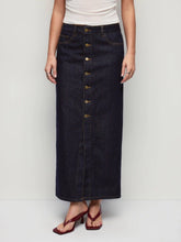 Denim Mid Rise Metal Detail Split Pencil Maxi Skirt