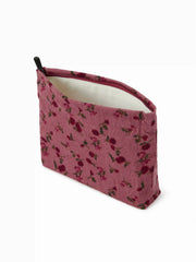 Corduroy Floral Makeup Bag