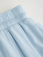 Cotton-blend Mid Rise Drawstring Ruched Wide Leg Trousers Curve & Plus