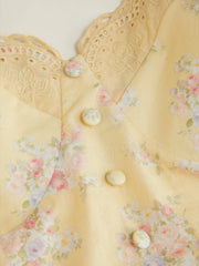 Cotton Floral Sweetheart Neck Lace Panel A-line Midi Dress Curve & Plus