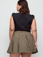Wool-like fabrics Mid Rise None Mini Skirt Curve & Plus