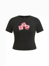 Cotton-blend Cherry Graphic Short Sleeve Tee Curve & Plus