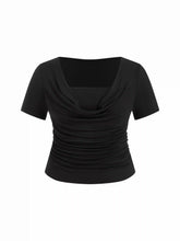 High Stretch Cowl Neck Ruched Short Sleeve Top Curve & Plus