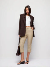 Mid Rise Split Hem Flared Capri Trousers