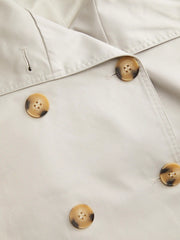 Funnel Collar Double Breasted Trench Coat With Belt