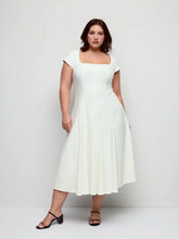 Square Neck Short Sleeve Draped A-line Maxi Dress Curve & Plus