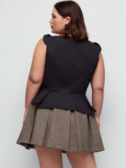 Cotton-blend Sweetheart Ruched Peplum Hem Top Curve & Plus