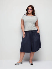 Cotton Mid Rise Drawstring Oversized Bermuda Shorts Curve & Plus