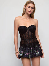 Mesh Bandeau Lace Up Corset Shapewear