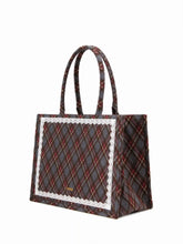 PLAID LACE TRIM TOTE BAG